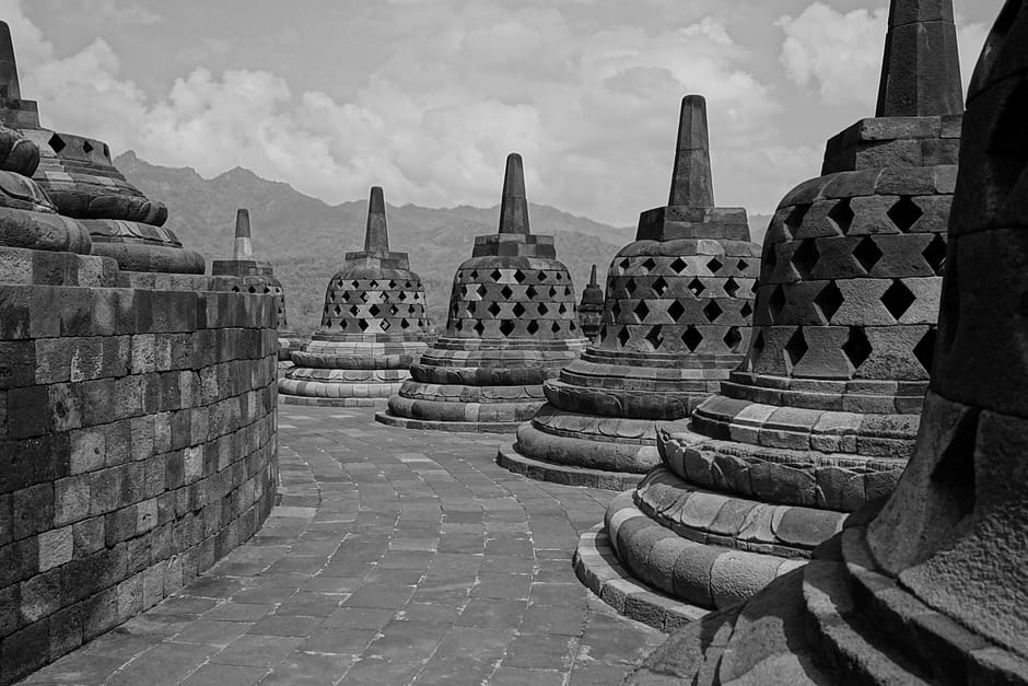 Bell-shaped stupas / Borobudur